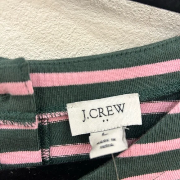 J. Crew NWT puff sleeve button back striped top LG preppy casual office - Picture 5 of 7